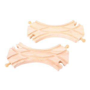 Bigjigs Rail Wooden Track Double Curved Turnouts 2 Pk Compatible With Bigjigs Train Sets And Most Wooden Train Set Brands Q