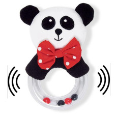 Baby Rattle In Highcontrast Black White Red 5 Tall Baby Rattle With Cute Panda Face Perfect Size For Small Hands Te