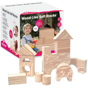 Edushape Woodlike Soft Baby Blocks For Toddlers 13 30 Pieces Regular Size Edublocks Soft Blocks Foam Blocks Stacking Blo