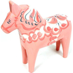 Nils Olsson Hemslojd Ab Traditional Wooden Swedish Dala Horse Pink 6 15Cm