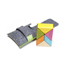 6 Piece Tegu Pocket Pouch Prism Magnetic Wooden Block Set Tints