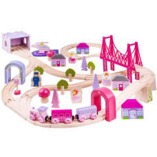 Bigjigs Rail Wooden Fairy Town Train Set 75 Play Pieces