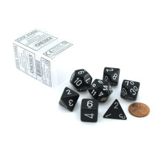 Chessex Dice Polyhedral 7Die Opaque Dice Set Black With White