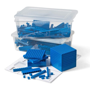 Hand2Mind Blue Plastic Interlox Connecting Base Ten Blocks Complete Set Place Value Blocks Counting Cubes For Kids Math Math