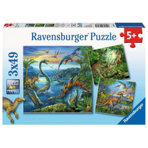 Ravensburger Dinosaur Fascination 3 X 49 Piece Jigsaw Puzzle Set 09317 Every Piece Is Unique Pieces Fit Together Perfectly