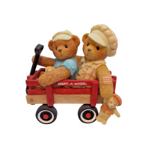 Cherished Teddies Booker And Fletcher Radio Flyer Figurine