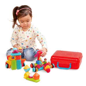 Battat Bristle Blocks Stem Interlocking Building Blocks 85 Pc Playset Reusable Storage Bin Developmental Toys For Toddlers