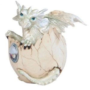 George S Chen Imports Ssg71472 White Baby Dragon In Eggshell With Gem Figurine 425