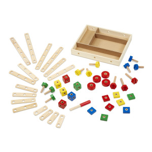 Melissa Doug Wooden Construction Building Set In A Box 48 Pcs