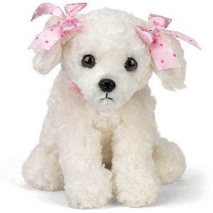 Bearington Sassy Plush Stuffed Animal White Puppy Dog 10 Inches