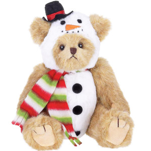 Bearington Frost E Bear Christmas Stuffed Animal 10 Inch Snowman Plush Christmas Teddy Bear