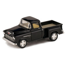 Black 1955 Chevy Stepside Pickup Die Cast Collectible Toy Truck By Kinsmart