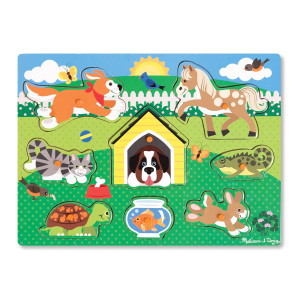 Melissa Doug Pets Wooden Peg Puzzle 8 Pcs