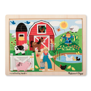 Melissa Doug Farm Wooden Jigsaw Puzzle With Storage Tray 12 Pcs