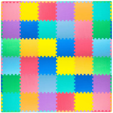 Prosource Foam Puzzle Floor Play Mat For Kids And Babies With Solid Colors 36 Or 16 Interlocking Tiles With Borders Assorted