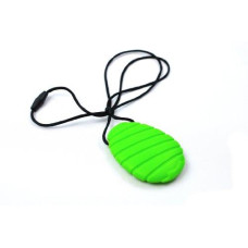 chew Necklace Silicone Sensory Oval Pendant Autism ADHD Necklace -Bitey Beads Oval (green)