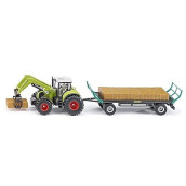 Siku 1946, Claas Tractor With Square Bale Grab And Bale Trolley, 1:50, Metal/Plastic, Green, Incl. 12 Square Bales
