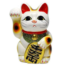 Made In Japan Lucky Cat 63 Tokoname Porcelain White Maneki Neko Right Hand