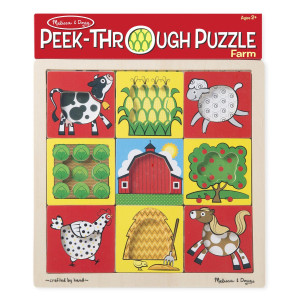 Melissa Doug Farm Peekthrough Wooden Puzzle 9 Pcs