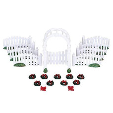 Lemax Village Collection Plastic Arbor Picket Fences With Decorations Set Of 20 04233