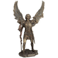 13 Inch Archangel Saint Gabriel With Horn Cold Cast Bronze Figurine