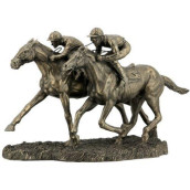 Us 1263 Inch Two Jockeys Horse Racing Cold Cast Bronze Figurine