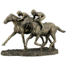 Us 1263 Inch Two Jockeys Horse Racing Cold Cast Bronze Figurine