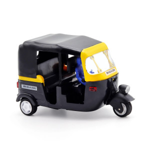 Big Bunny Plastic Scale Model Indian Tuk-Tuk Auto Rickshaw (Yellow And Black)