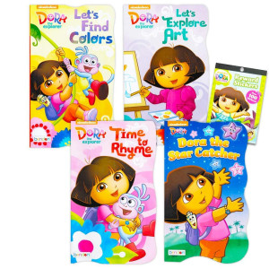 Nickelodeon Dora The Explorer Board Books For Kids Toddlers Bundle Of 4 Dora Board Books With 300 Bonus Dora The Explorer Stic