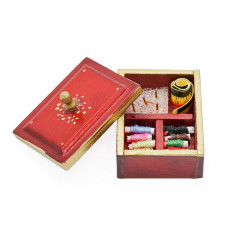 Odoria 112 Miniature Sewing Box Dollhouse Decoration Accessories Red