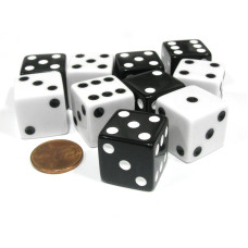 Koplow Games Set Of 10 Large Six Sided Square Opaque 19Mm D6 Dice 5 Black And 5 White Die