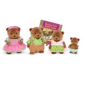 Lil Woodzeez Healthnuggle Bear Family Set 4 Collectible Doll Figures With Storybook Pretend Play Toy Gift For Kids Age