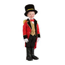 Toddler Ringmaster Costume Circus Ensemble With Polyester And Rayon Twill Materials Tailcoat Uniform Outfit Red