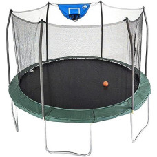 Skywalker Trampolines 12-Foot Jump NA Dunk Trampoline with Enclosure Net - Basketball Trampoline, green