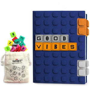 Waff Boys Navy Blue 190 Page Notebook Diary A6 Diy Refillable Journal With 70 Lego Like Cubes Blank Lined Journal Birthday G