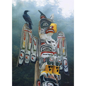 Cobble Hill 1000 Piece Puzzle Totem Pole In The Mist Sample Poster Included