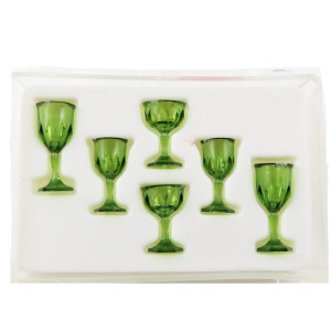 Melody Jane Dollhouse Miniature Six Piece Stemware In Green By Chrysnbon