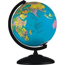 Globus 808 Dlx ; 8 Inches /20 Cms Diameter And 11.5 Inches /28.5 Cms Height Rotating World Globe With Powder Coated Metal Base & A.B.S Polymer Moulded Arc Laminated Globe Surface With Time Scales And