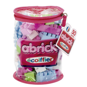 Ecoiffier 485 Construction Game Abrick Tube Bag Pink 50 Pcs