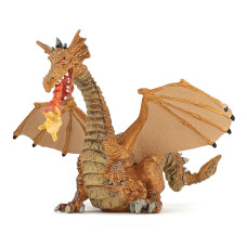 Papo Handpainted Figurine The Enchanted World Gold Dragon With Flame 39095 Collectible For Children Suitable For Bo