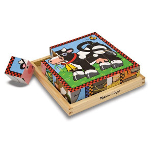 Melissa Doug Farm Themed Cube Puzzle 1 Scratch Art Minipad Bundle 00775