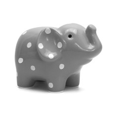 Child To Cherish Ceramic Polka Dot Elephant Piggy Bank Grey