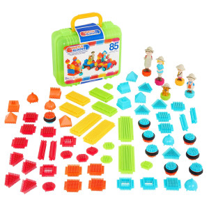 Battat Bristle Blocks Stem Interlocking Building Blocks 85 Pc Playset Reusable Carry Case Developmental Toys For Toddlers