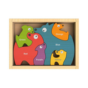 Beginagain Dog Family Color Names Puzzle Bilingual Wooden Colors 2 And Up