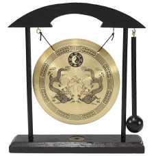 Zen Table Gong Dragon With Taiji Symbols Feng Shui Meditation Desk Bell Home Decor Housewarming Congratulatory Blessing Gift Us