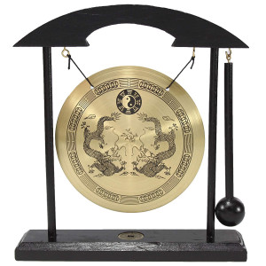 Zen Table Gong Dragon With Taiji Symbols Feng Shui Meditation Desk Bell Home Decor Housewarming Congratulatory Blessing Gift Us