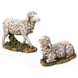 Josephs Studio By Roman Holy Christmas Nativity 2Piece Color Lamb Figure Set For 27 Scale Nativity Collection 145 H Ma