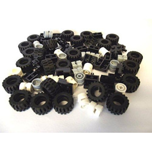 LEgO city - Wheel, Tire and Axle Set - Black, White, and Light gray, 72 Pieces in Total