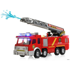 Memtes Electric Fire Truck Toy With Lights And Sirens Sounds Extending Ladder And Water Pump Hose To Shoot Water Bump And G