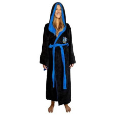 Harry Potter Ravenclaw Hooded Bathrobe For Men/Women | Soft Plush Spa Robe For Adults | Lightweight Fleece Shower Robe With Belted Tie | One Size Fits Most Adults